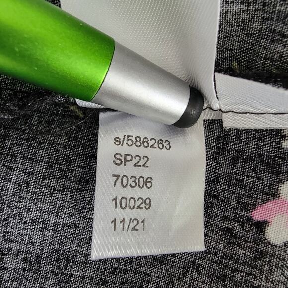 Loft Black Floral Cinch Waist Mini Dress Womens L Romantic Office Fairy Cottage - Picture 9 of 9